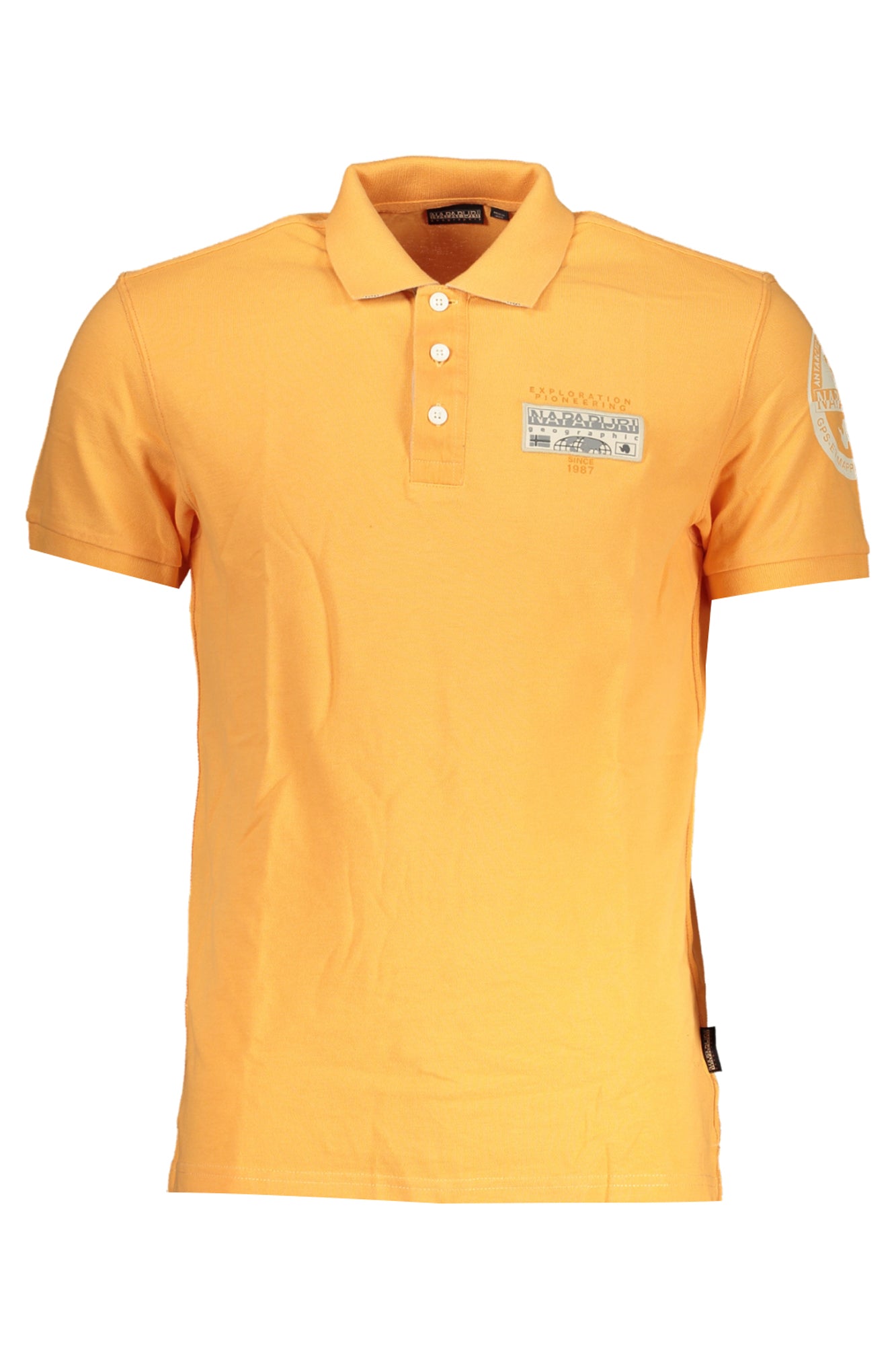 NAPAPIJRI MEN'S ORANGE SHORT SLEEVED POLO SHIRT