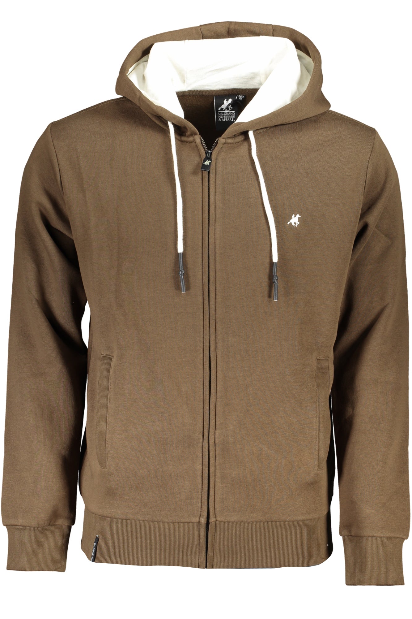 US GRAND POLO MEN'S BROWN ZIP SWEATSHIRT