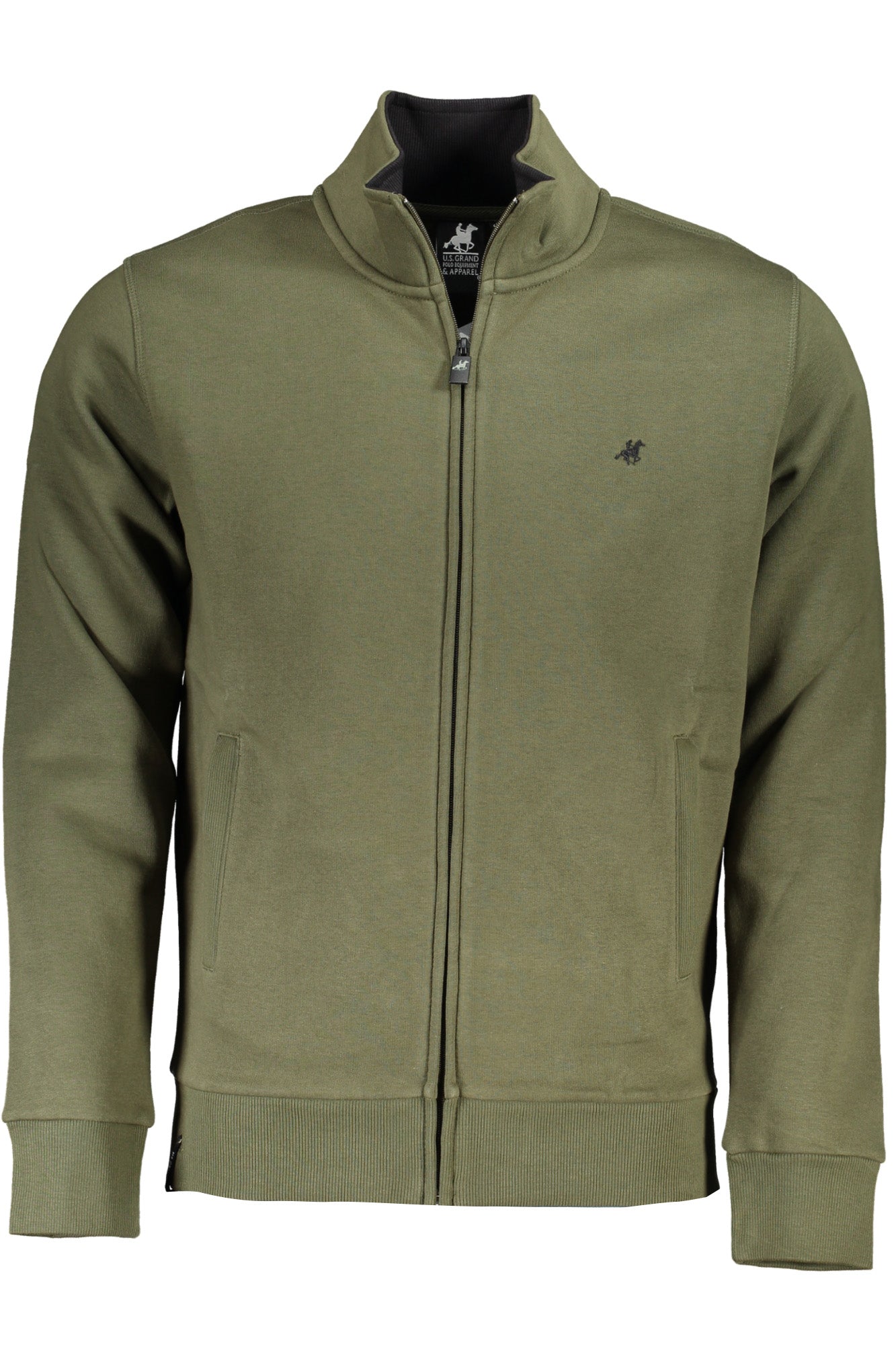 US GRAND POLO MEN'S GREEN ZIP SWEATSHIRT