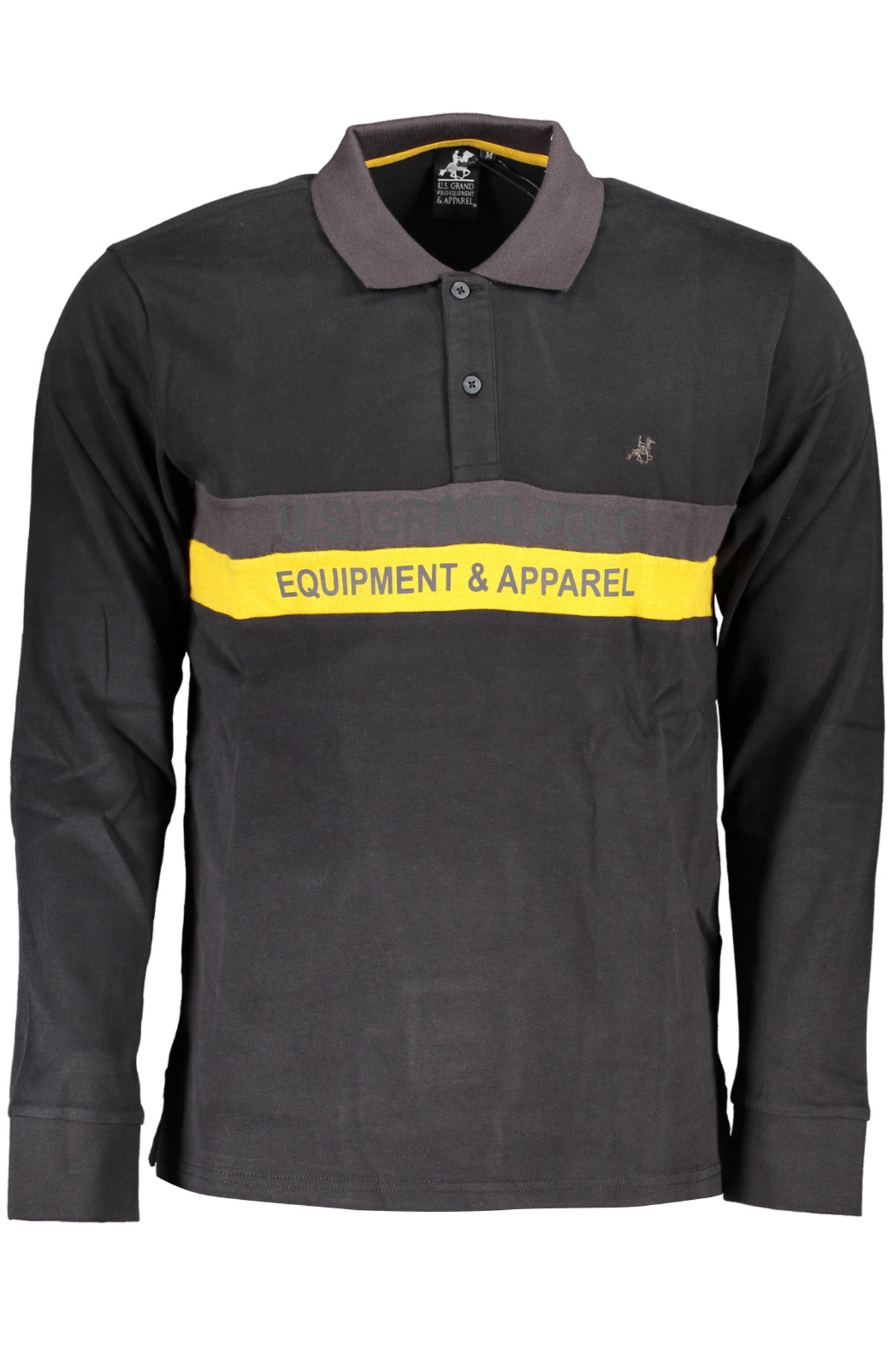 US GRAND POLO MEN'S LONG SLEEVED POLO SHIRT BLACK